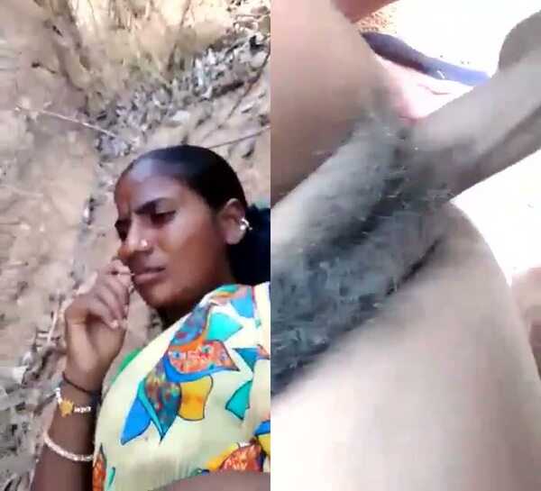 Amateur village sexy aunty in a satin blouse hairy pussy fucked bf outdoor